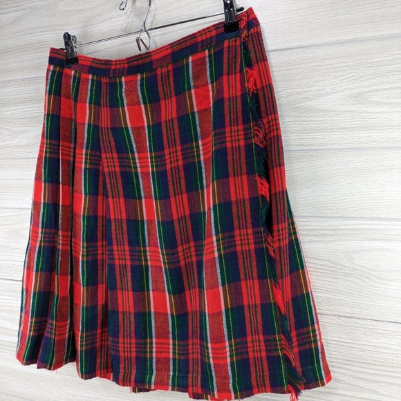 Vintage Dresses & Skirts - Red Pleated Plaid Mini Skirt